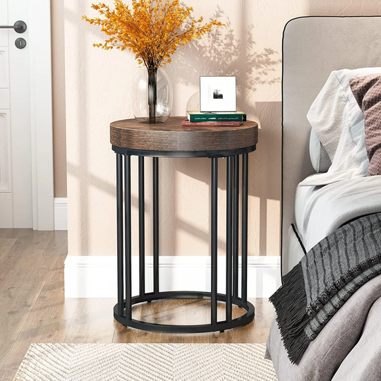 Nightstand Round Side End Table Side Table, Brown