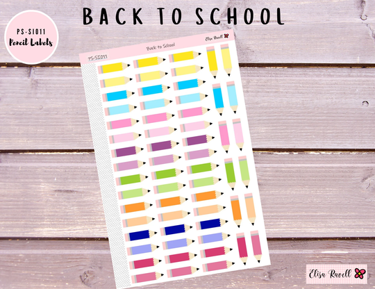 Pencil Back To School Stickers L Planner | 60 Stickers