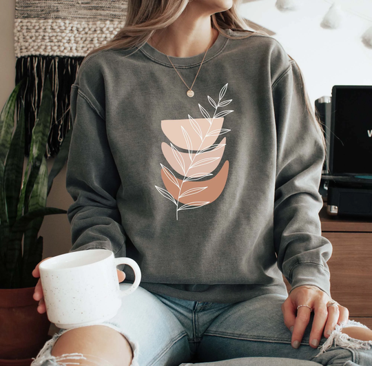 Comfort Colors Boho Sweatshirt, Plant Fern Comfy Oversized Style, Mama, Gardening Sweatshirt Gift