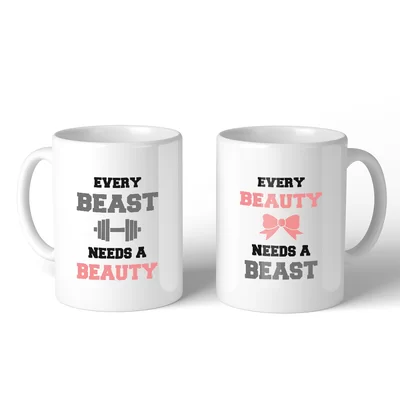 Catumba Every Beast Beauty Couple Gift 2 Piece Coffee Mug Set