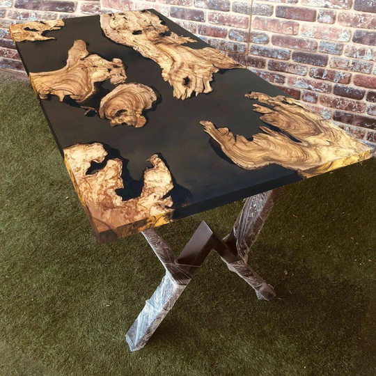Black River Epoxy Table, Custom Table, Glossy Vanish Kitchen Dining Table Top, Made By Elawoodshop