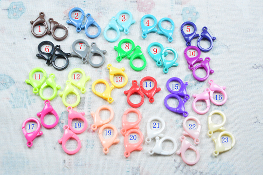 10/20/50/100 Assorted Color Plastic Lobster Clasps, Spring Clasp For Jewelry Glasses Chain Hook Connector 18x26mm, Choose Your