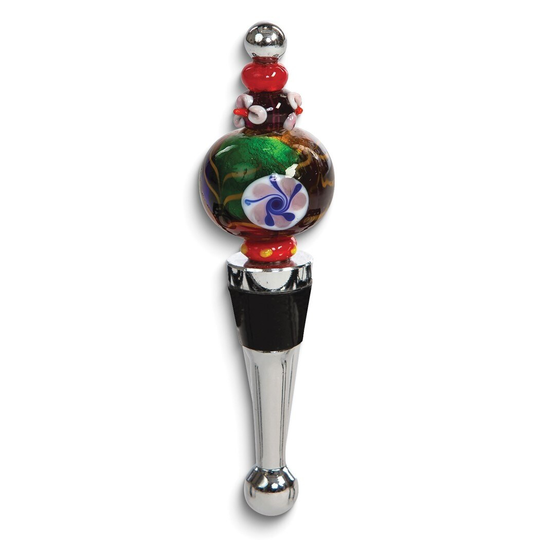 Curata Handcrafted Multi-Color Beaded Round Glass Bottle Stopper