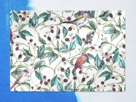 Birds On Branch Chair Mat, Green Vinyl Floor Purple Protective Splat Office Decor, Area Rug, Kids Room Decor