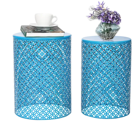 Adeco End Tables Set of 2 Round Coffee Tables Nightstands Stools