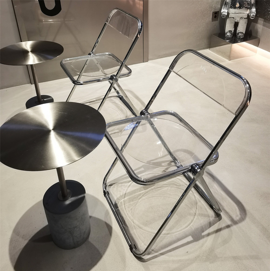 Diyhd Clear Folding Chair Pc Plastic Living Room Seat Chrome Frame