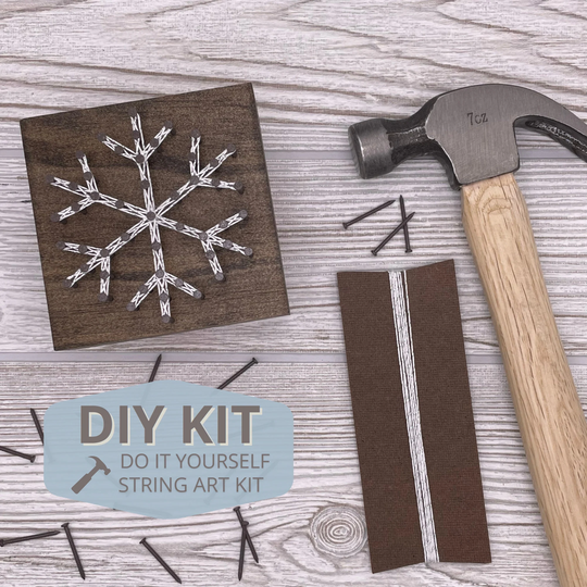 Diy String & Nail Art Snowflake Wood Block Kit - 3.5x3.5 Inches Free & Quick U.s. Shipping