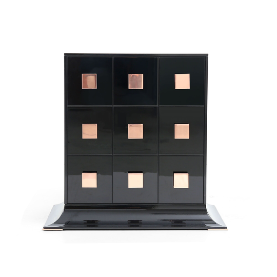 Black Chest Of Drawers High Gloss Modern Sideboard Contemporary Side Table Copper Cabinet Handmade Bespoke Furniture