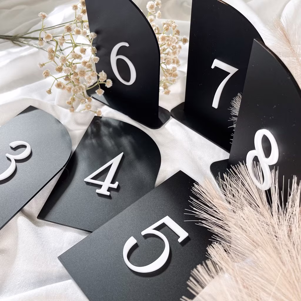 Wedding Table Numbers || Acrylic Modern Arched Decor Event