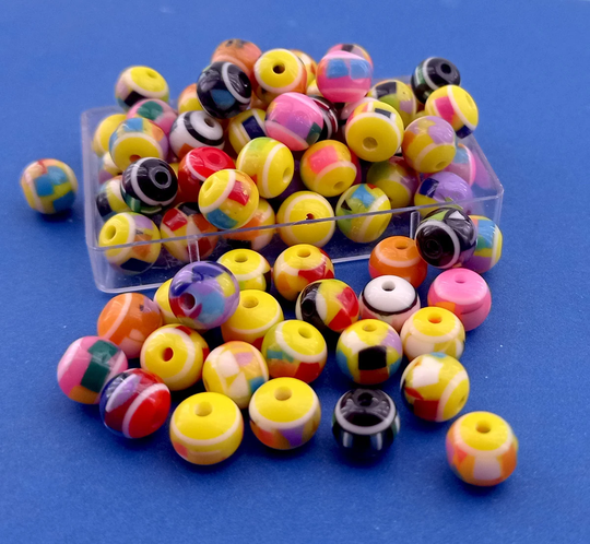 Rainbow Color Acrylic Beads, 8mm Beads Mix, 20 Colorful Bead Mix, Colorful Resin Beads, Funny Yellow Beads, Color Mix