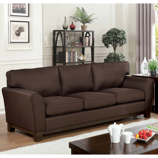 Furniture of America Juma Brown Chenille Cushioned Flared-arm Sofa