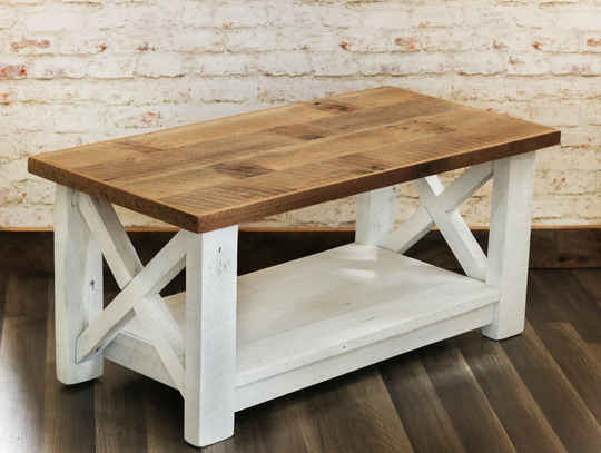 Farmhouse Coffee Table Made From Reclaimed Wood - X Detail Country Primitive Rustic & Farmhouse Living Room Furniture