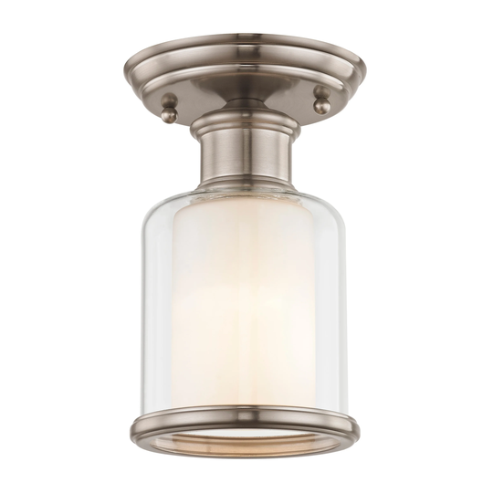 Livex Lighting Middlebush Brushed Nickel Steel/Glass 1-light Ceiling Mount Fixture