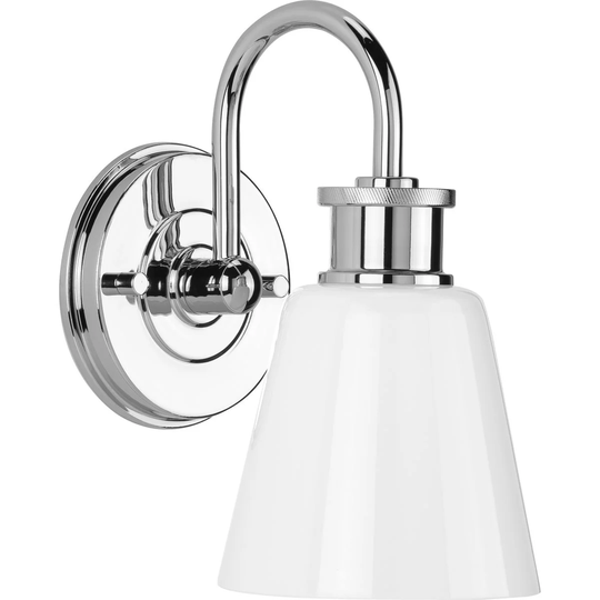 Ashford Collection 1-Light Polished Chrome Opal Glass Farmhouse Wall Light