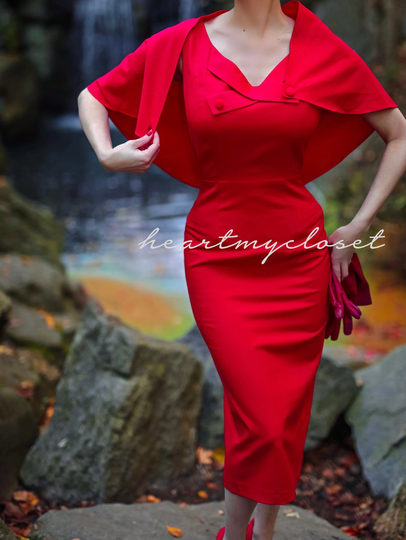 Sandra - 1950S Pencil Dress With Matching Cape