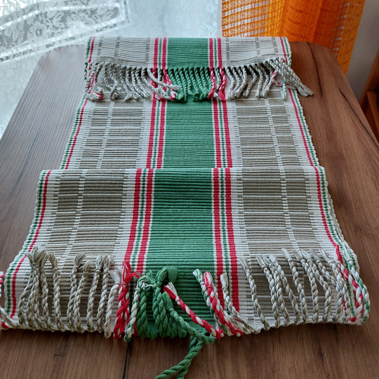 Vintage Woven Thick Cotton Table Runner, Topper, Dressing, Textile, Scandinavian Kitchen Warming | E7