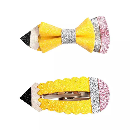 Back To School Bow - Pencil Clips