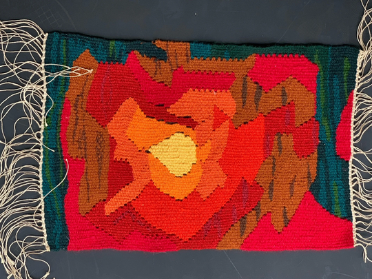 Small Red Table Runner, Abstract Tablerunner Norwegian Folk Art