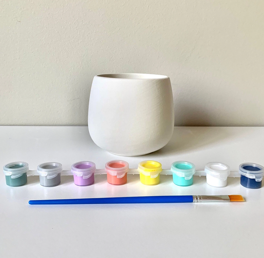 Diy Pottery Painting Kit, Succulent Planter, Ready-To-Paint Ceramic, Modern Planter At Home Pottery Painting, Kit