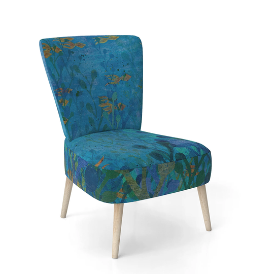 Designart 'Blue Underwater Lake Leaves I' Upholstered Nautical & Coastal Accent Chair