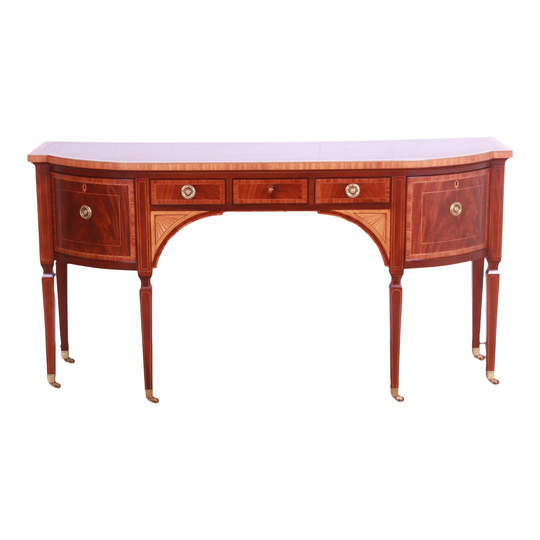 Baker Furniture Stately Homes Sheraton Bow Front Inlaid Mahogany Sideboard