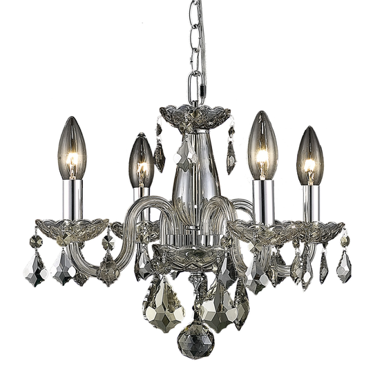 Rococo 4-Light 15 in. Pendant with Royal Cut Crystals (Available in Black, Golden Shadow, Golden Teak, Pink, Silver, and White)