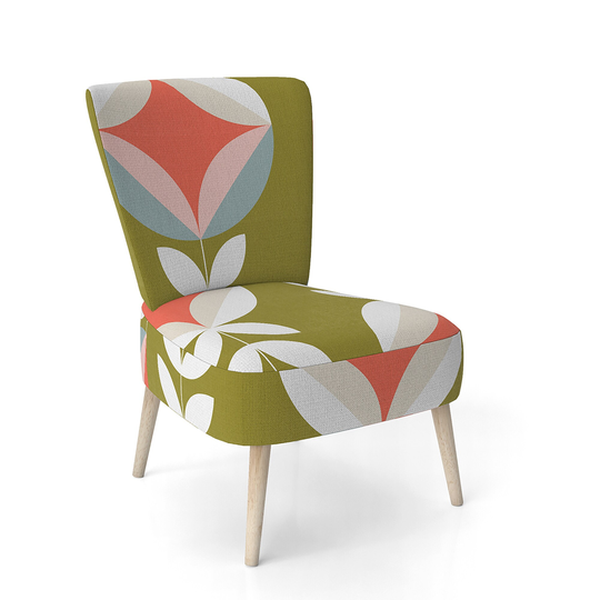 Designart 'Retro Botanical Pattern I' Upholstered Mid-Century Accent Chair