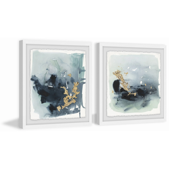 Marmont Hill - Handmade Golden Smear Diptych - Multi-color