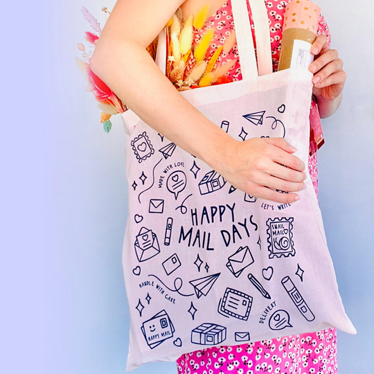 Happy Mail Pink Tote Bag