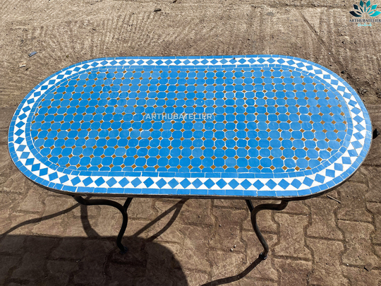 Dinning Table Mosaic Oval For Outdoor-Indoor Table, Large 100% Handcrafted, Free Shipping