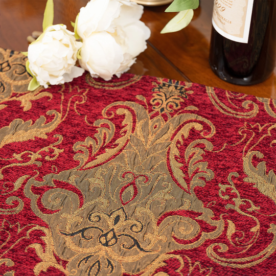 Florence Placemats - Luxury Damask Table Mats For Christmas Decoration- 12x18" Burgundy Set Of 4/6