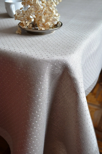 Natural Polka Dot Table Cloth Party Cover Event Dinner Tablecloth Tan Gray Decor Living Room Linen Our First Home