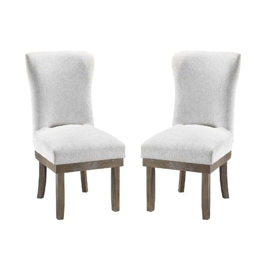 2pcs Upholstery Side Chair Wooden Legs for Living Room Gray Linen