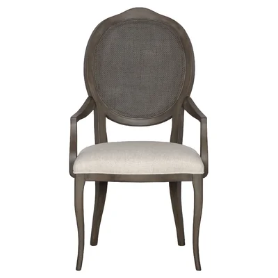 Ava Upholstered King Louis Back Arm Chair in Almond Buff