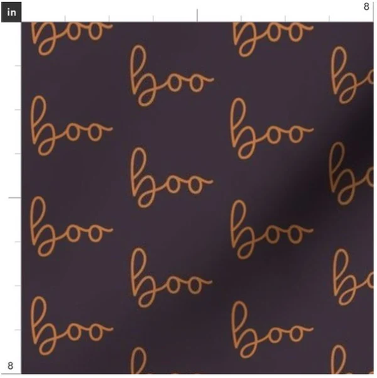 Orange Boo On Dark Grey Halloween Fabric By The Yard | Ghosts On Custom