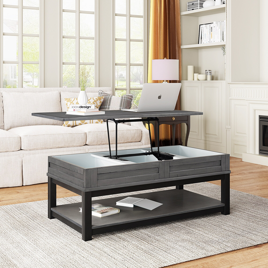 Lift Top Coffee Table with Inner Storage Space & Shelf, Modern Simple Exquisite End Tables for Living Room, Bedroom