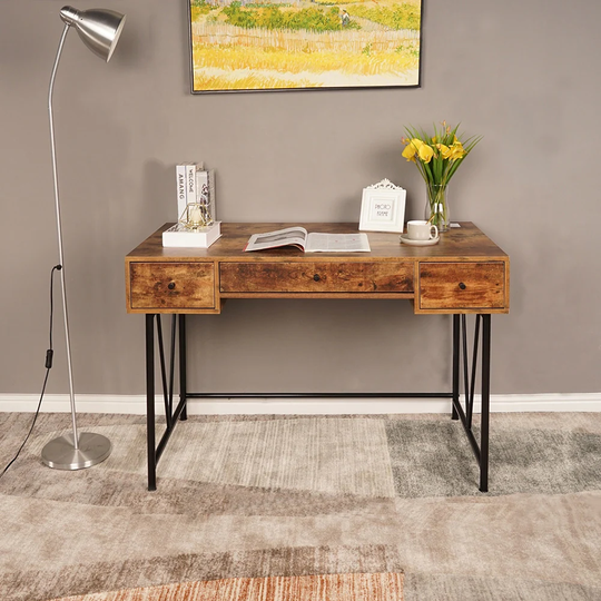 Wood Computer Desk, Standing Desk Workstation, Retro Color
