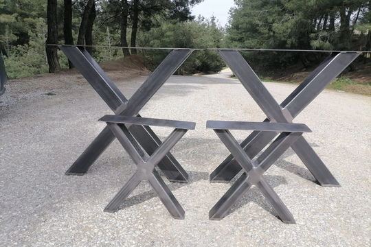 x Table Legs & Bench, Office Table, Dining Steel For Reclaimed Wood Tops