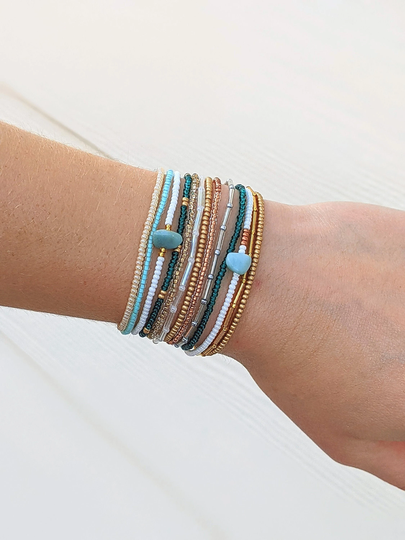 Bracelet Set, Seed Bead Bracelet, Stacking Small Beaded Jewelry, Stack, Stretch