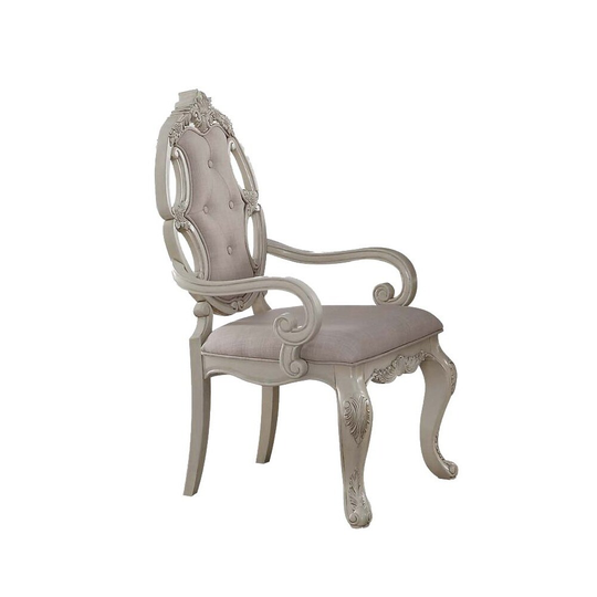 Set of 2 Fabric Dining Chairs in Antique White