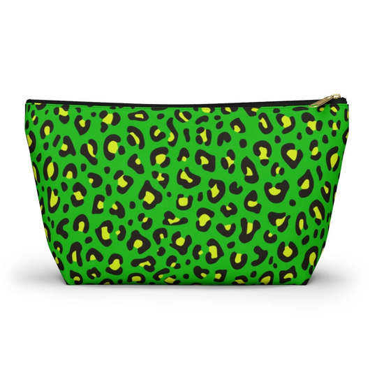 Neon Leopard Print Pouch, Cosmetic Bag, Pencil Case