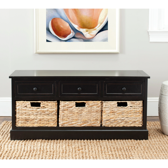 SAFAVIEH Damien Black 3-drawer Storage Unit - 42.1" x 15.4" x 19.7"