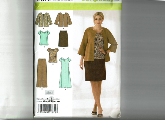 Simplicity 2372 Uncut Sizes 10 12 14 16 18 Jacket, Dress, Top, Skirt, Pants Sewing Pattern