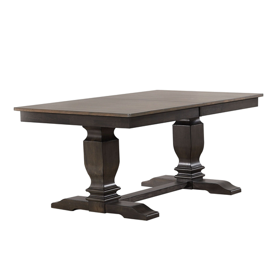 Iconic Furniture Company 42"x64"x82" Double Pedestal Transitional Distressed Grey Stone / Black Stone Table