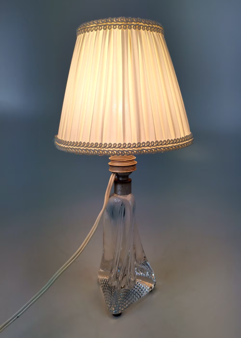 Antique French Table Lamp Vintage Mid Century 20Th Light Art Deco Nouveau Glass Style Murano Baccarat Gift Hollywood Regency Bedside Stand