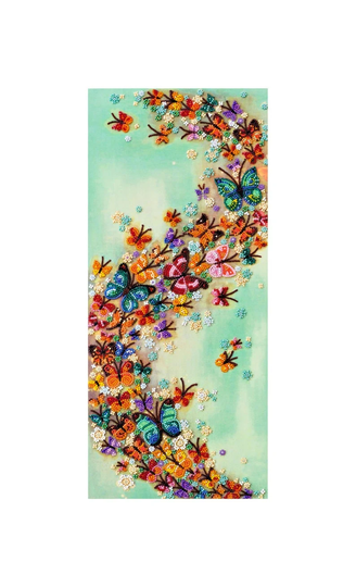 Diy Bead Embroidery Kit On Art Canvas "Multicolored Wind - Butterflies" Size 7.8"Х17.7" | 20x45 cm, Gift | Abris