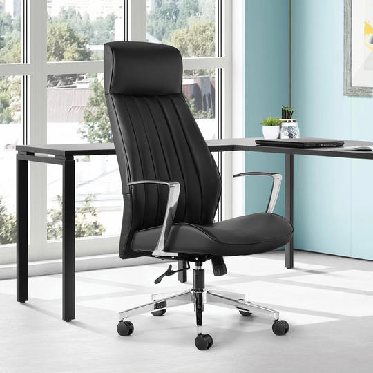 High Back Ribbed Office Chair with Antimicrobial Fabric