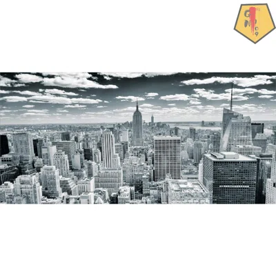 New York Pencil Pen Holder, NYC Over Manhattan From Top Of Skyscrapers Urban Global Culture City Panorama, Printed Ceramic Pencil Pen Holder For Desk