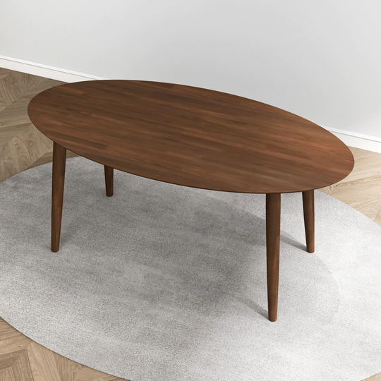 Kailey Mid Century 67-inch Oval Solid Wood Dining Table in Brown - 67 inches