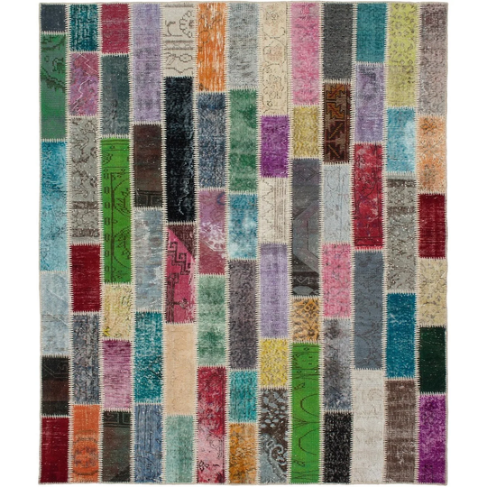 ECARPETGALLERY Hand-knotted Color Transition Patchwork Multi Wool Rug - 6'0 x 7'10